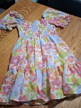 J. MARIE Womens Dress XS MULTICOLOR Preowned Work Used Vacation Party SMOCKED ?